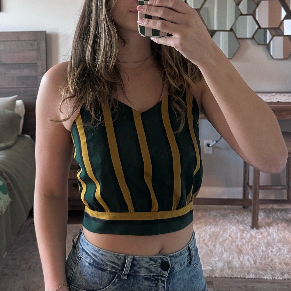 Striped Green and Yellow Women's Top